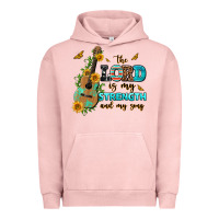 Pigment Salmon the lord is my strength and my song guitar with su Urban Hoodie - AdoDesignShop