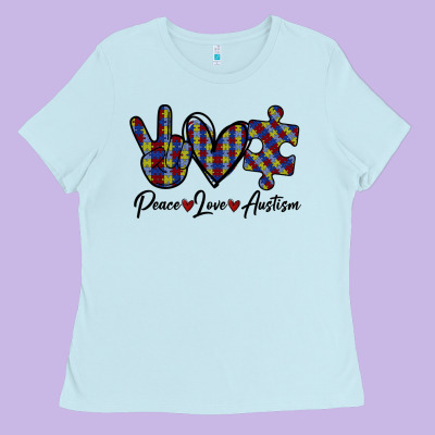 Peace Love Autism Ladies Tee Designed By Bettercallsaul