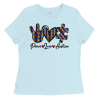 Baby Blue Peace Love Autism Ladies Tee - Bettercallsaul