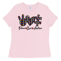 Bubblegum Pink Peace Love Autism Ladies Tee - Bettercallsaul