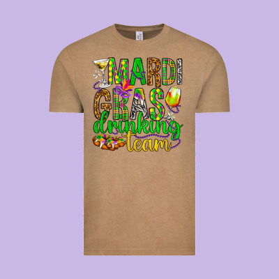 Mardi Gras Drinking Team Vintage Tee Designed By Howdyjamesfarm