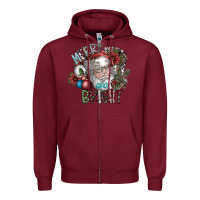 Burgundy merry and bright Zipper Hoodie - SublimationCraftShop