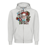 Dove Grey merry and bright Zipper Hoodie - SublimationCraftShop