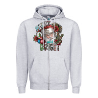 Heather Grey merry and bright Zipper Hoodie - SublimationCraftShop