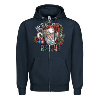Navy merry and bright Zipper Hoodie - SublimationCraftShop