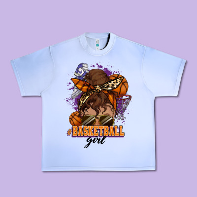 Messy Bun Basketball Girl Urban Heavy Tee Designed By Howdyjamesfarm