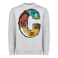 Heather Grey farm life alphabet lowercase letters c Heavyweight Sweatshirt - BundleAndBundleShop