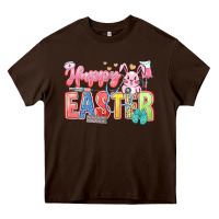 Chocolate Brown Happy Easter Nurse Heavy Core Tee - LillyAllenDesigns