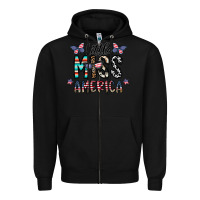 Black little miss america Zipper Hoodie - CowhideDigitalArt