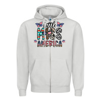 Dove Grey little miss america Zipper Hoodie - CowhideDigitalArt