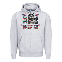 Heather Grey little miss america Zipper Hoodie - CowhideDigitalArt