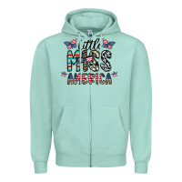 Seafoam little miss america Zipper Hoodie - CowhideDigitalArt