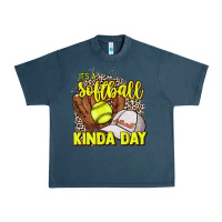 Midnight Navy It's a Softball kinda day leopard Urban Heavy Tee - HowdyJamesFarm