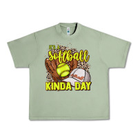Oil Green It's a Softball kinda day leopard Urban Heavy Tee - HowdyJamesFarm