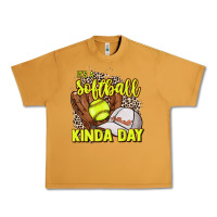 Peanut Butter It's a Softball kinda day leopard Urban Heavy Tee - HowdyJamesFarm