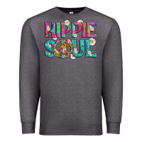 Charcoal Heather hippie soul with tie dye and flowers Premium Sweatshirt - Artiststas