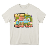 Cream Happy Easter truck Heavy Core Tee - LillyAllenDesigns
