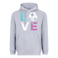 Heather Grey Soccer Gift for Girls Women I Love Soccer Vintage Heavyweight Hoodie - minhPixels