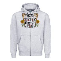 Heather Grey little sister biggest fan Zipper Hoodie - CowhideDigitalArt