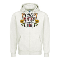 Oatmeal Heather little sister biggest fan Zipper Hoodie - CowhideDigitalArt