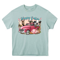 Arona Happy Easter truck with Easter farm animals Heavy Core Tee - LillyAllenDesigns