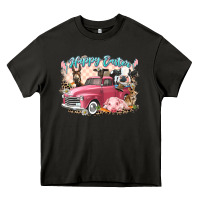Asphalt Happy Easter truck with Easter farm animals Heavy Core Tee - LillyAllenDesigns