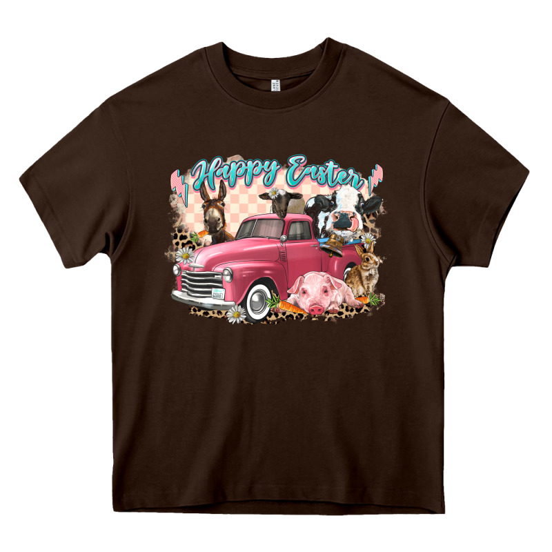 Happy Easter Truck With Easter Farm Animals Heavy Core Tee by LillyAllenDesigns | Teevron