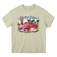 Mossy Happy Easter truck with Easter farm animals Heavy Core Tee - LillyAllenDesigns