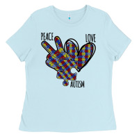 Baby Blue Peace Love Autism Ladies Tee - Bettercallsaul