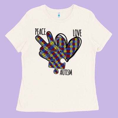 Peace Love Autism Ladies Tee Designed By Bettercallsaul