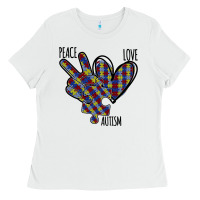 White Peace Love Autism Ladies Tee - Bettercallsaul