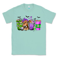 Seafoam Coffee Cups with Cow and Halloween Classic Tee - texasbilliewilder