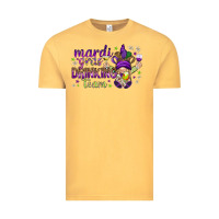 Vintage Mustard Mardi Gras drinking team with gnome Vintage Tee - HowdyJamesFarm