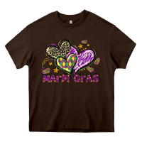 Chocolate Brown Mardi Gras heart Heavy Core Tee - LillyAllenDesigns