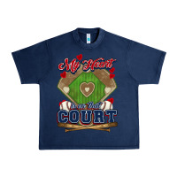 Navy My heart is on that court Baseball Urban Heavy Tee - HowdyJamesFarm
