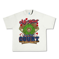 Pistachio My heart is on that court Baseball Urban Heavy Tee - HowdyJamesFarm
