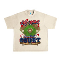 Sandshell My heart is on that court Baseball Urban Heavy Tee - HowdyJamesFarm