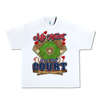 White My heart is on that court Baseball Urban Heavy Tee - HowdyJamesFarm