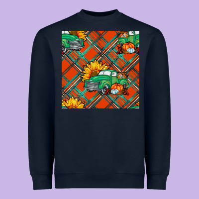 Fall Truck Seamless Pattern Heavyweight Sweatshirt Designed By Bundleandbundleshop