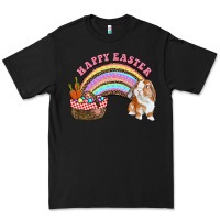 Black Happy Easter Bunny And Egg Basket Rainbow Premium Tee - RanaPortraitStore