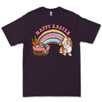 Plum Happy Easter Bunny And Egg Basket Rainbow Premium Tee - RanaPortraitStore