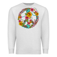 Oatmeal Heather floral peace sign with gemstone Premium Sweatshirt - Artiststas