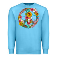 Ocean Blue floral peace sign with gemstone Premium Sweatshirt - Artiststas