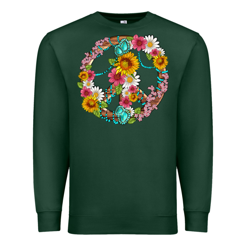 Floral Peace Sign With Gemstone Premium Sweatshirt by Artiststas | Teevron