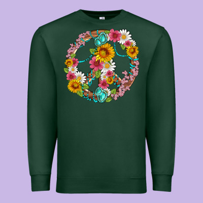 Floral Peace Sign With Gemstone Premium Sweatshirt Designed By Artiststas