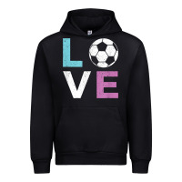 Black Soccer Gift for Girls Women I Love Soccer Vintage Urban Hoodie - minhPixels