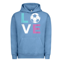 Pigment Pebble Blue Soccer Gift for Girls Women I Love Soccer Vintage Urban Hoodie - minhPixels