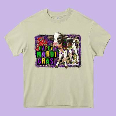 Mardi Gras Calf Heavy Core Tee Designed By Lillyallendesigns