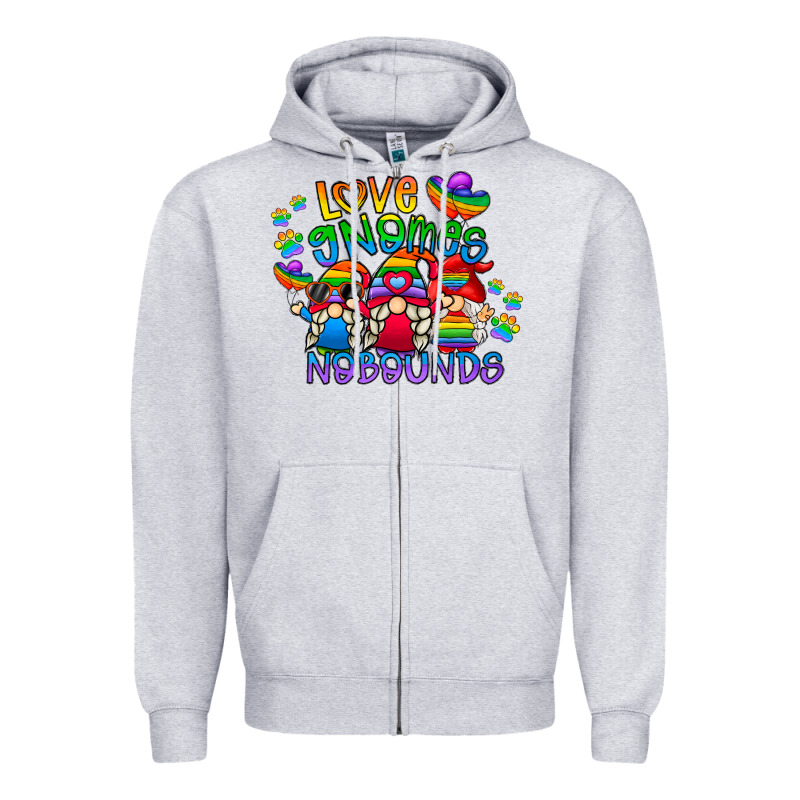 Love Gnome No Bounds Zipper Hoodie by CowhideDigitalArt | Teevron