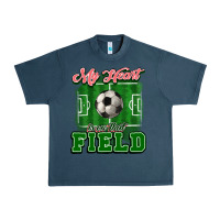 Midnight Navy My heart is on that court Soccer Urban Heavy Tee - HowdyJamesFarm